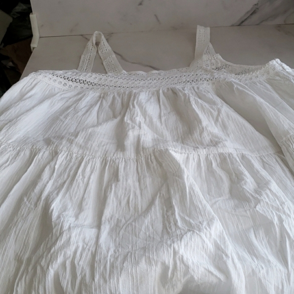 Universal Thread Crocheted Trim Tiered Skirt Midi Dress 100% White Cotton Size M - Picture 4 of 11
